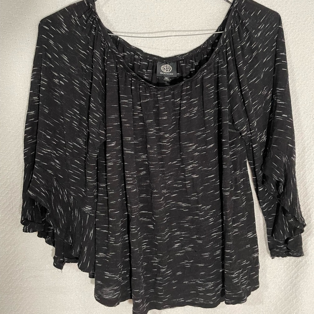 Bobeau Black and White Patterned Blouse